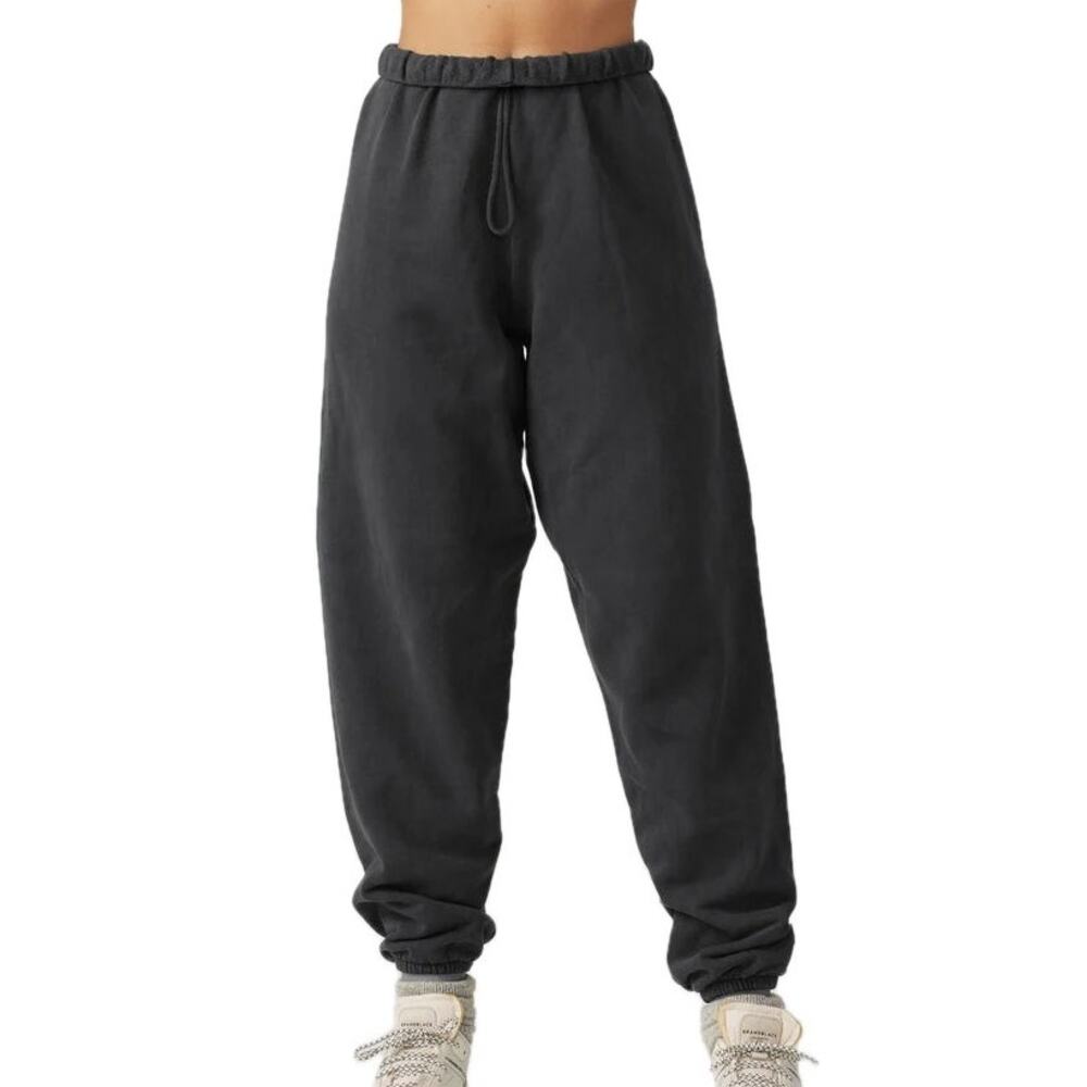 Women's Joah Brown Washed Black French Terry Oversized Jogger Sweatpants